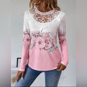 NWOT SHEIN Floral and Lace Top L